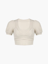 Double Layers Rib Crop Blouse